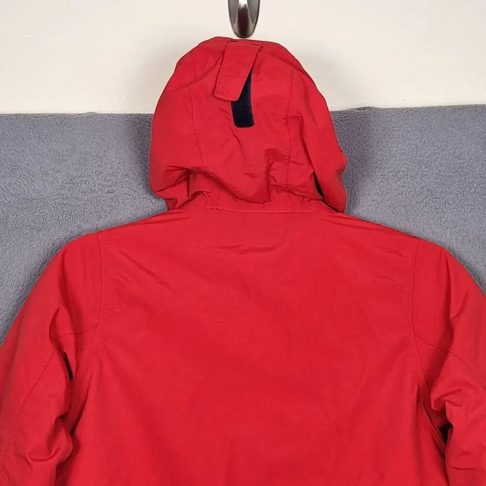 Lands' End Parka Coat Kids Small 8 Red Hooded Insulated Winter Grow-A-Longs